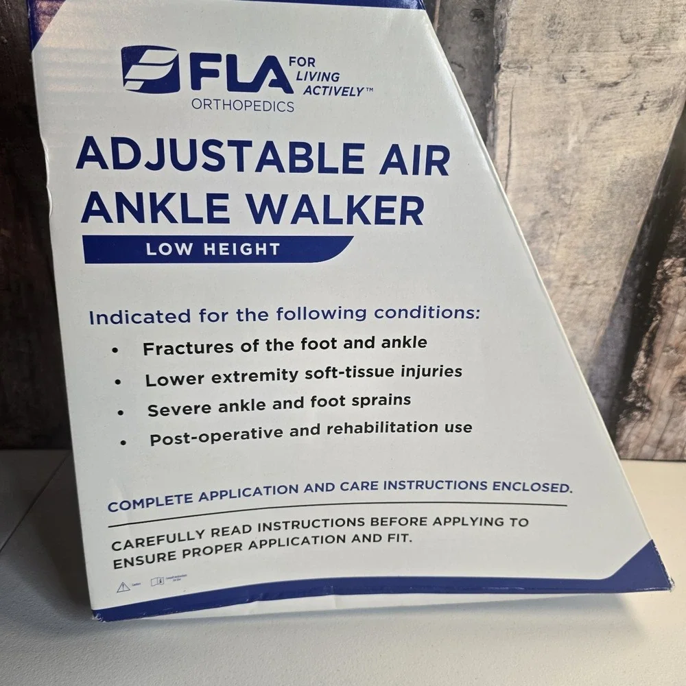 FLA Adjustable Air Ankle Walker Boot Low Large M 10.5-12.5‎ W 11.5-13.5 & Sock